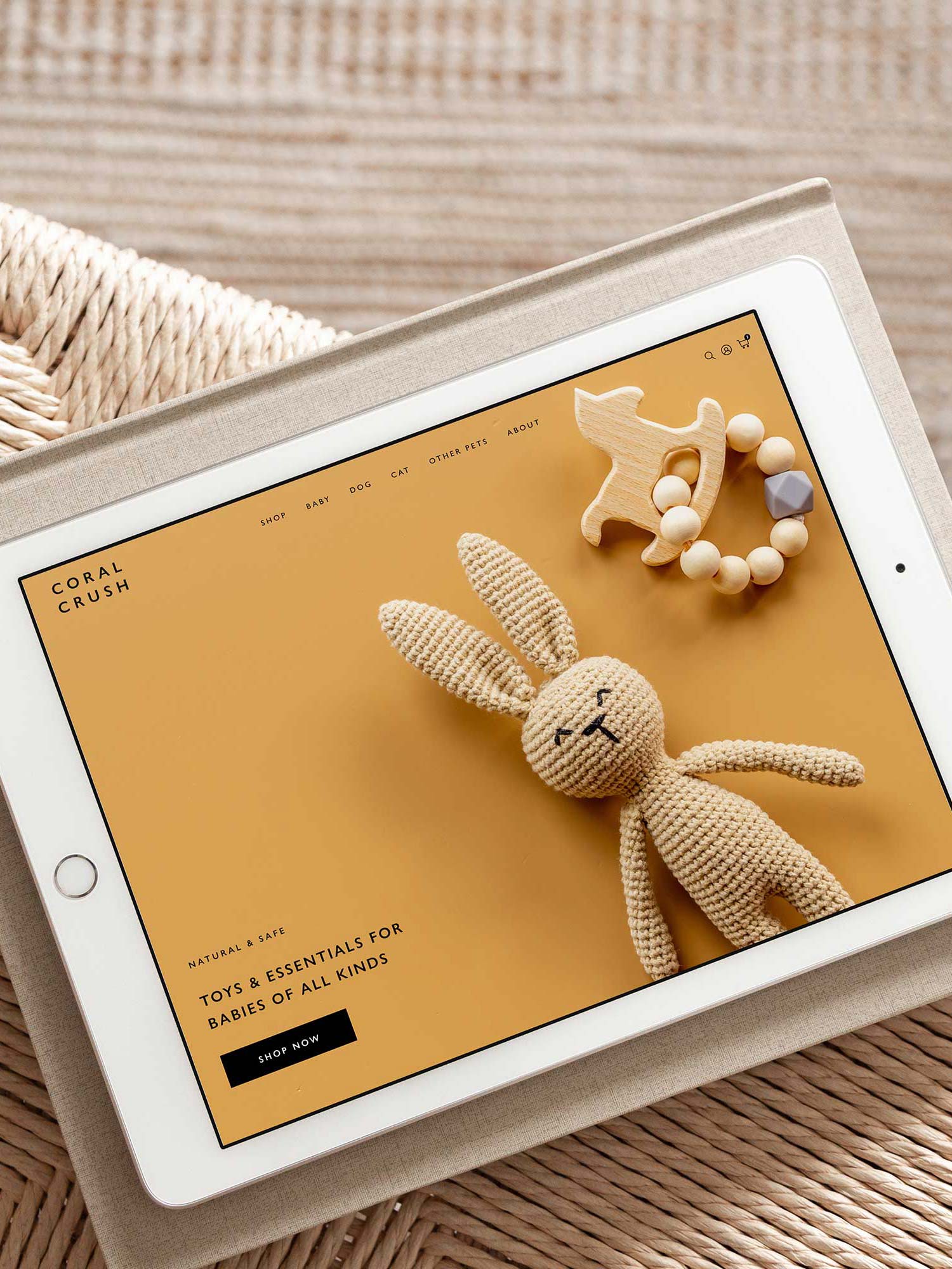 karolina krol art brand website design for artists artisans coral crush mindful natural toys accessories for babies
