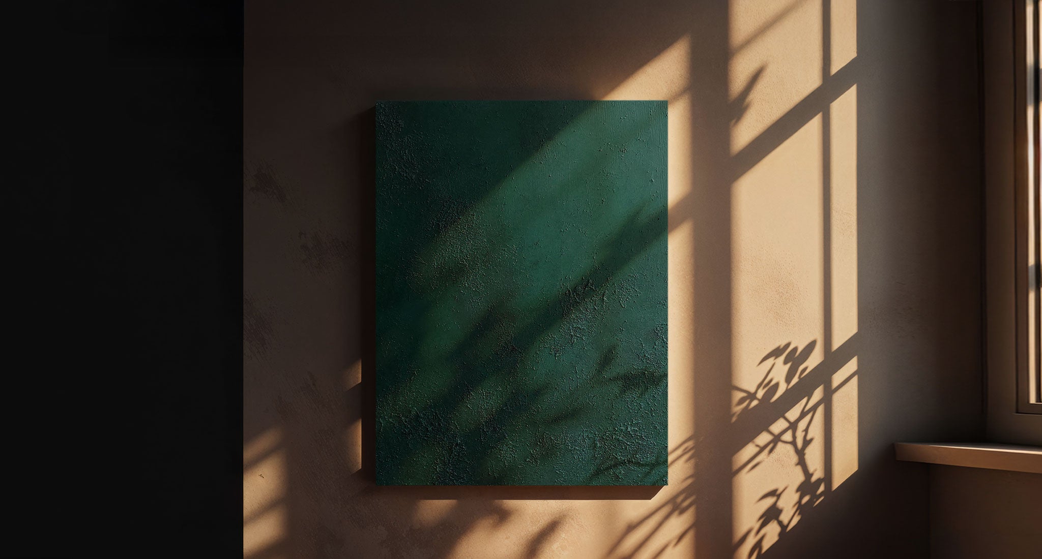 karolina krol art minimalist abstract painting dark green
