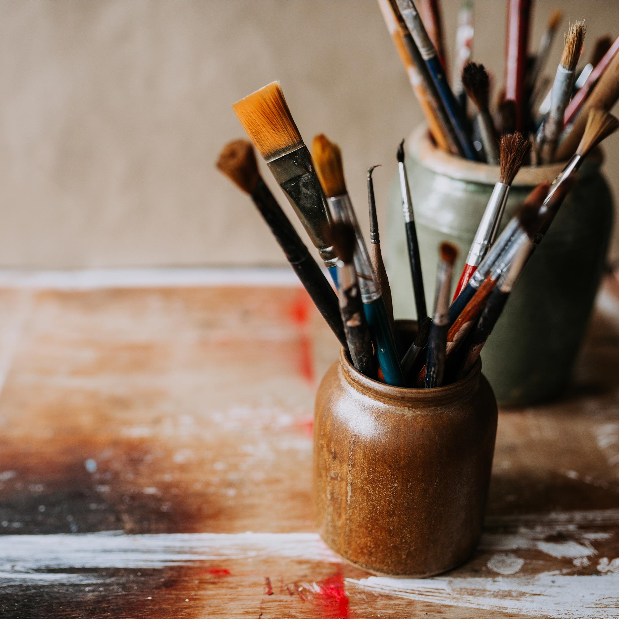 karolina krol art minimalist paintings paint brushes
